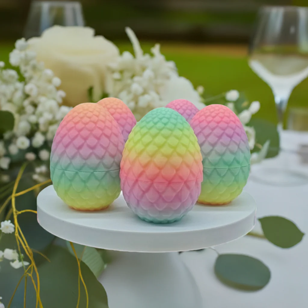 3D Printed Glow-in-the-Dark Rainbow Easter Egg & Colorful Bunny Toy Set - Image 3