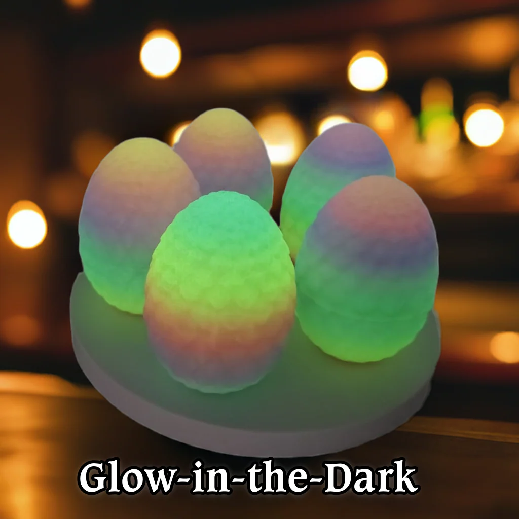 3D Printed Glow-in-the-Dark Rainbow Easter Egg & Colorful Bunny Toy Set - Image 5