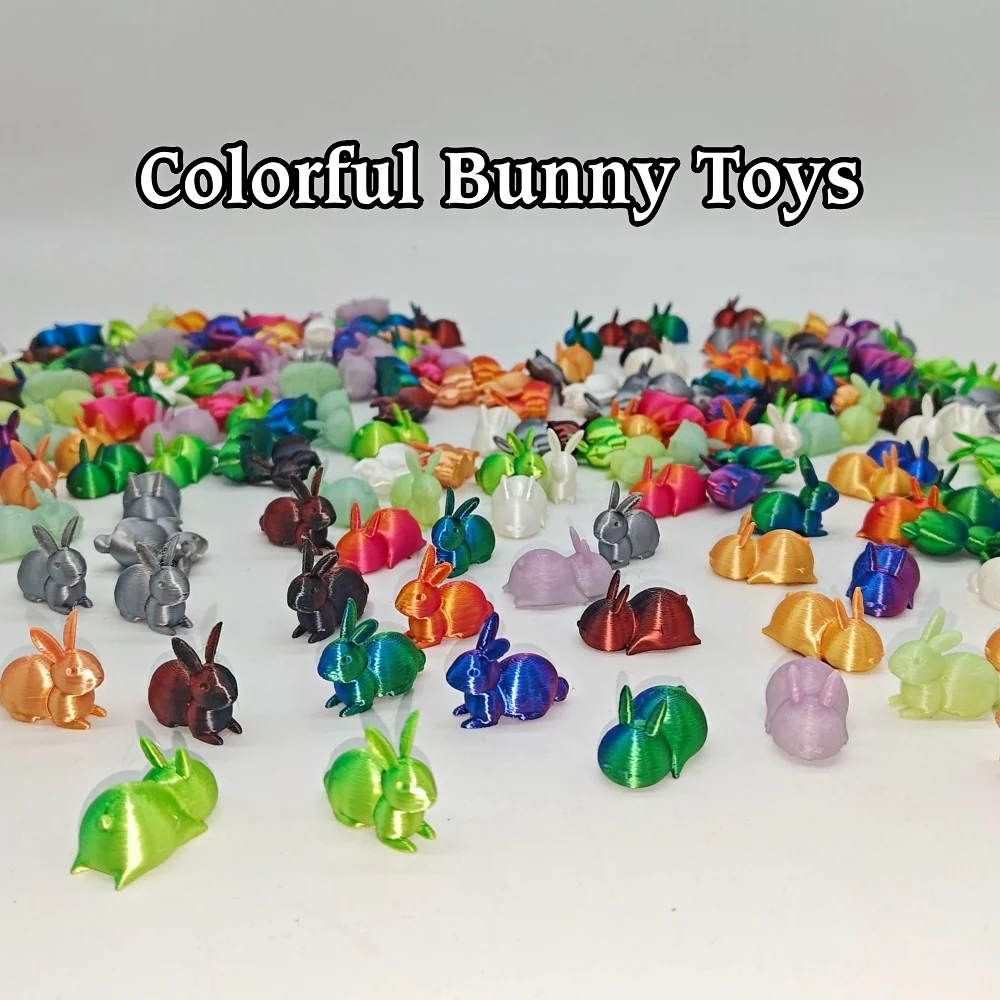 3D Printed Glow-in-the-Dark Rainbow Easter Egg & Colorful Bunny Toy Set - Image 7