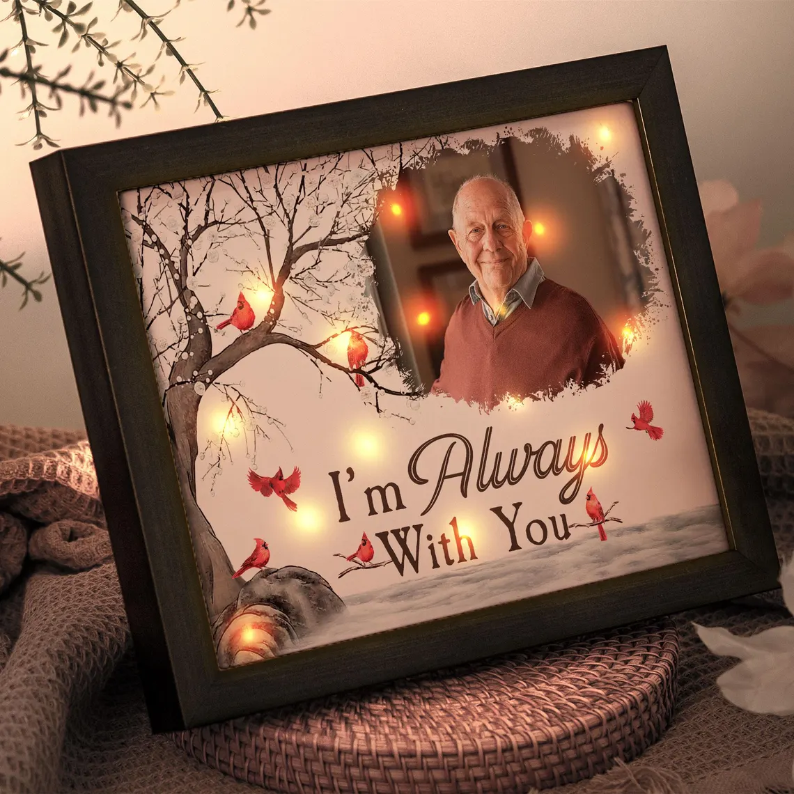 I'm Always With You Memorial LED Shadow Box – Personalized Photo Gift - Image 2