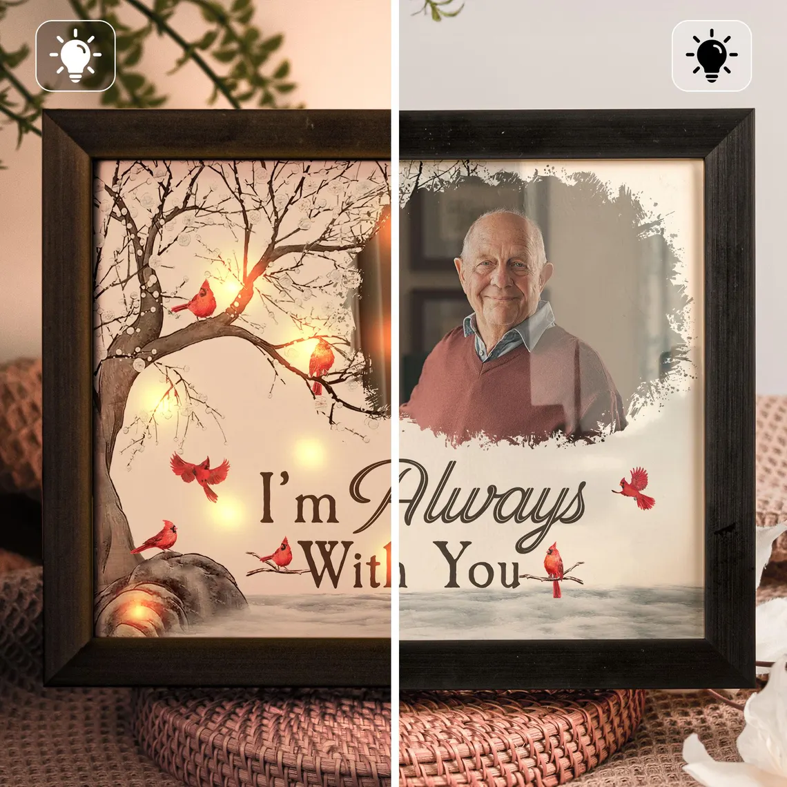 I'm Always With You Memorial LED Shadow Box – Personalized Photo Gift - Image 3