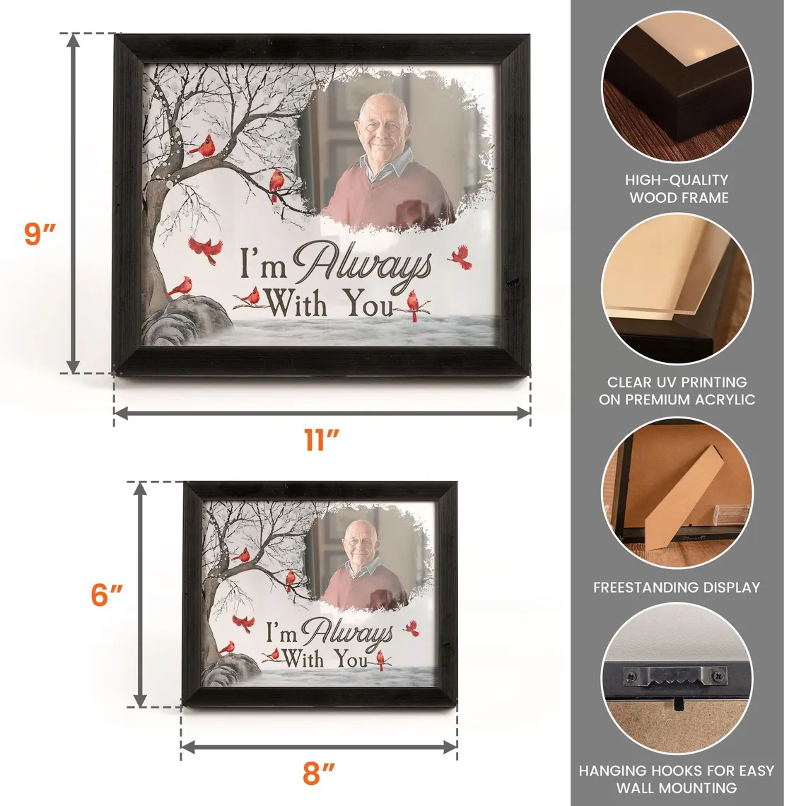 I'm Always With You Memorial LED Shadow Box – Personalized Photo Gift - Image 4