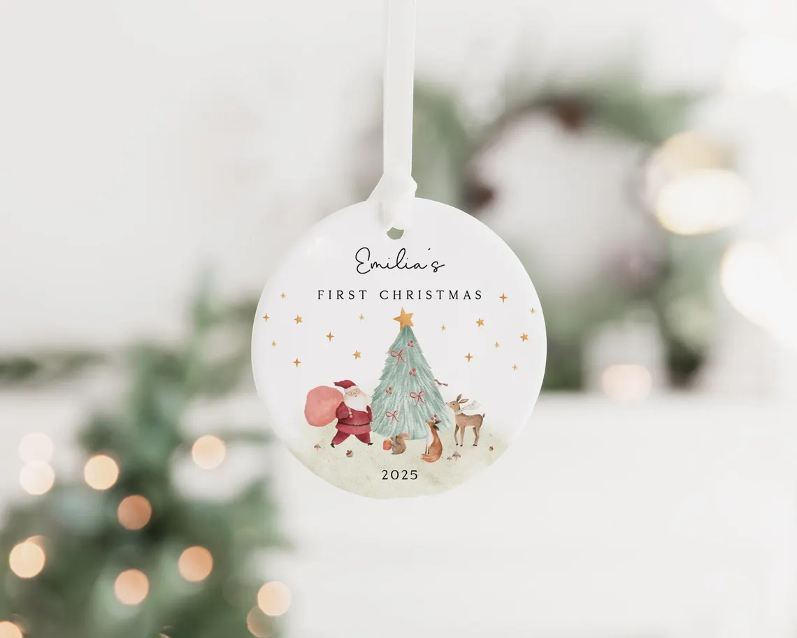 Personalized Baby’s First Christmas Ceramic Ornament Keepsake - Image 2