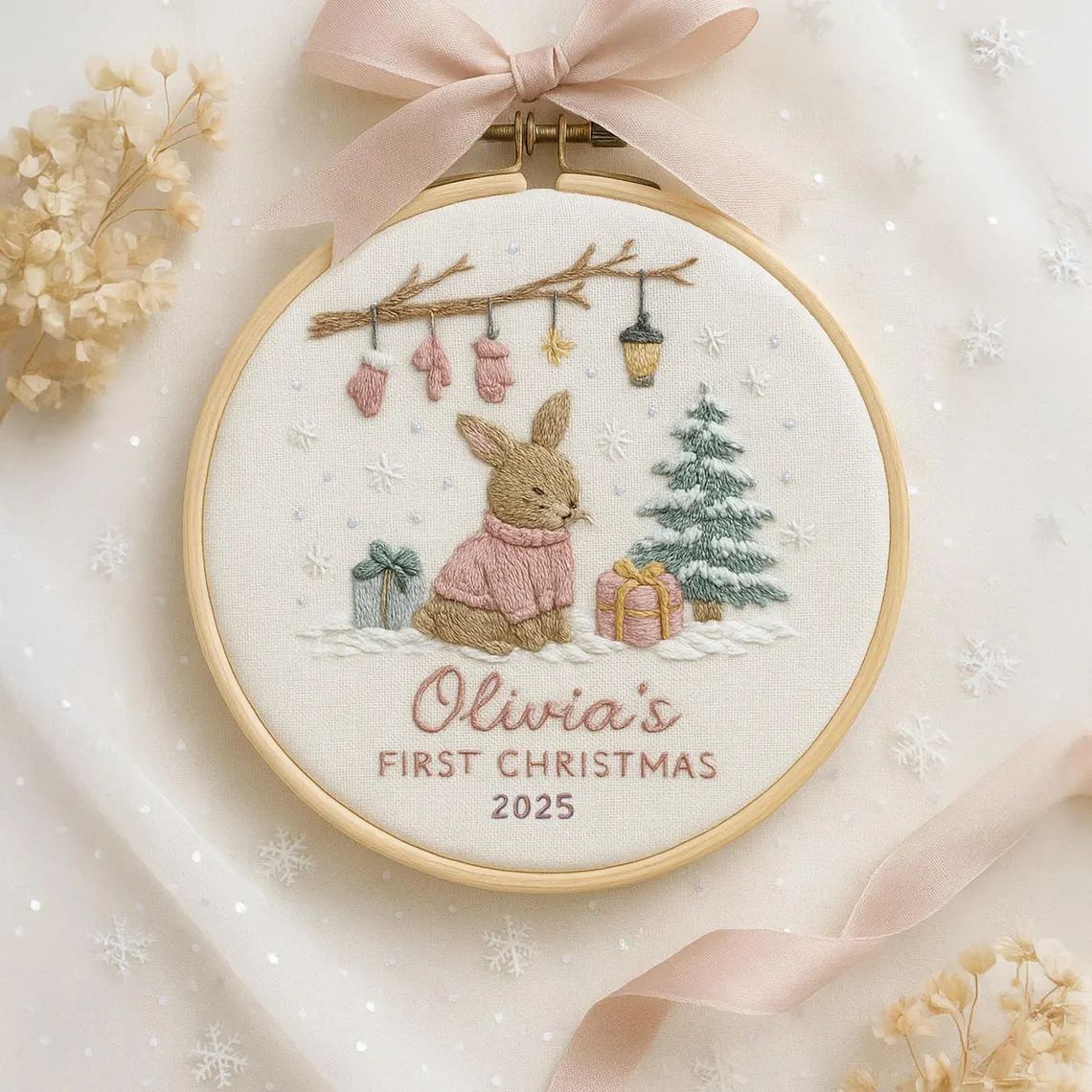 Baby’s First Christmas Ornament – Personalized Embroidered Keepsake - Image 4