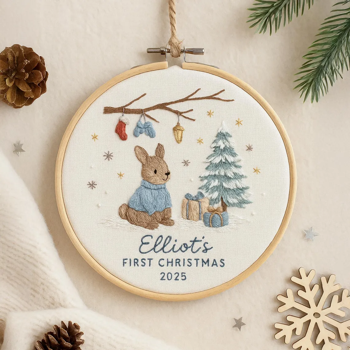 Baby’s First Christmas Ornament – Personalized Embroidered Keepsake - Image 5