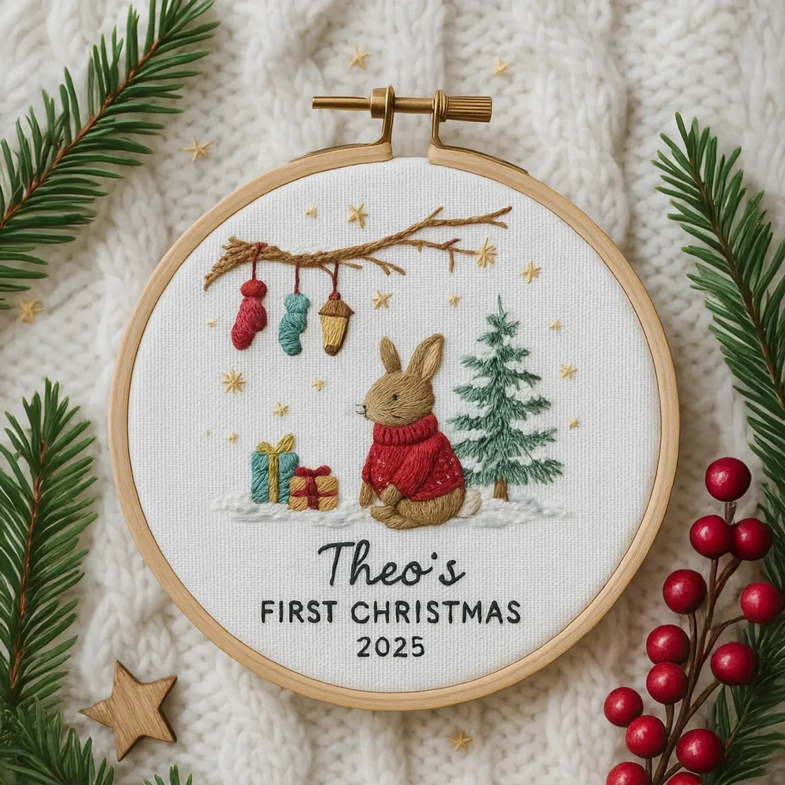 Baby’s First Christmas Ornament – Personalized Embroidered Keepsake - Image 6