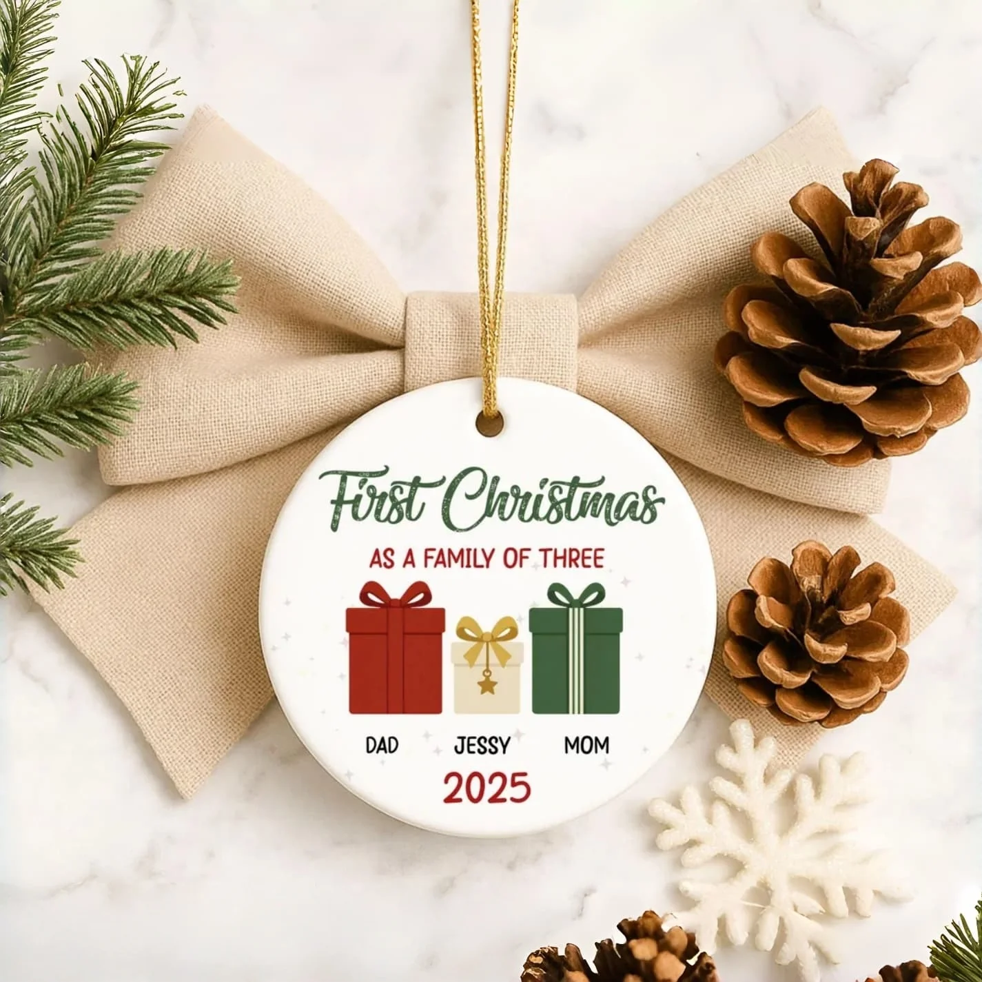 Baby’s First Christmas Ornament 2025 | Personalized Family Ornament - Image 2
