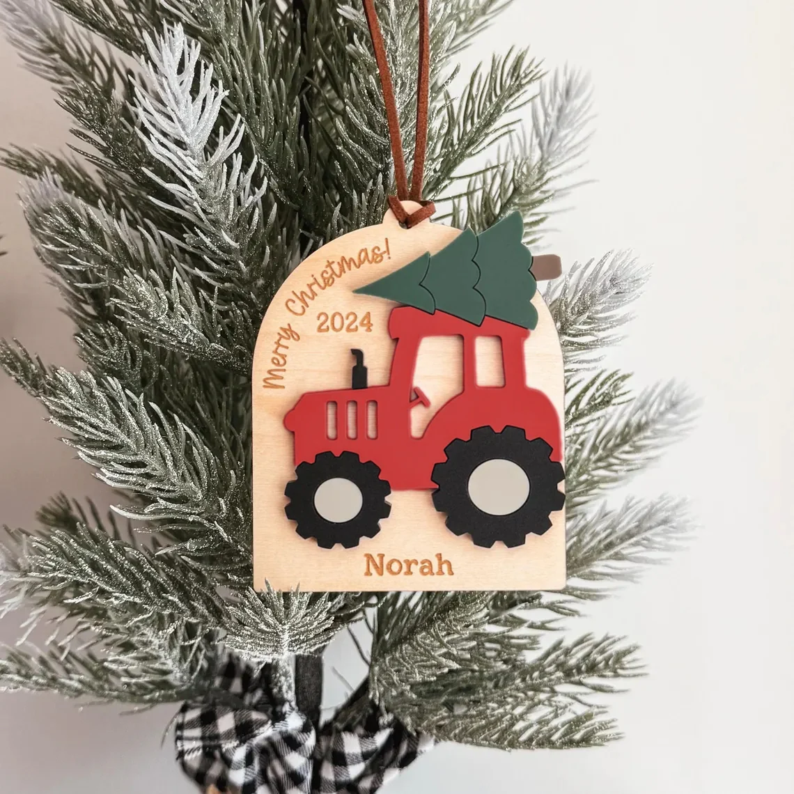 Baby's First Christmas Tractor Ornament | Personalized 2025 - Image 3