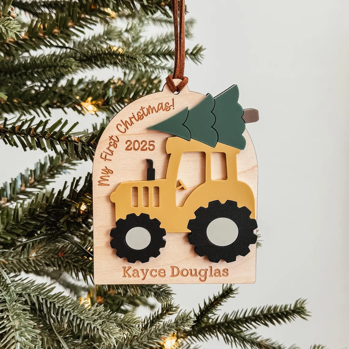 Baby's First Christmas Tractor Ornament | Personalized 2025 - Image 4