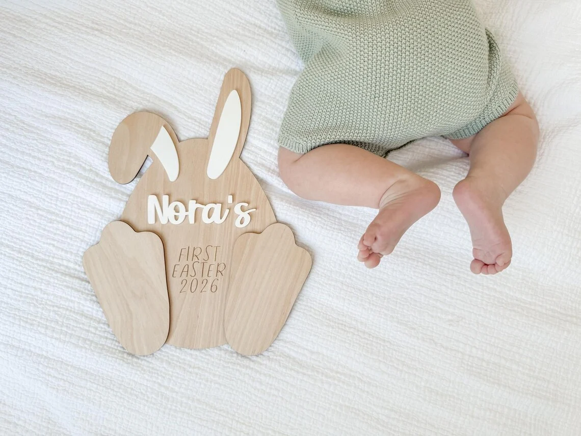 Baby’s First Easter Footprint Keepsake Bunny Plaque | Personalized - Image 4