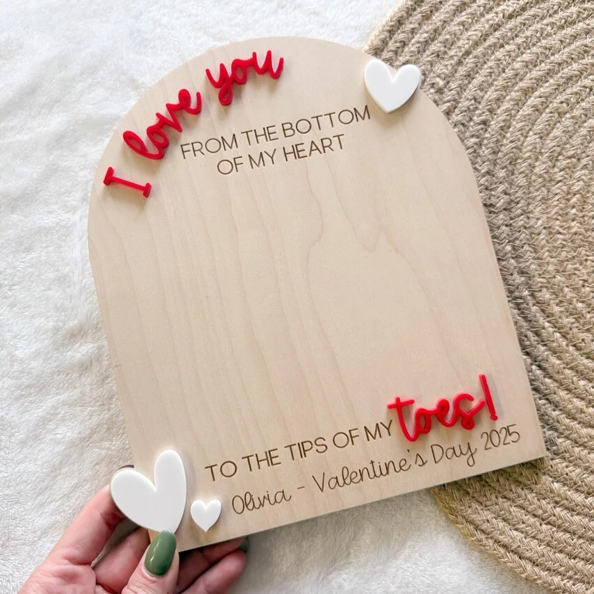 Baby’s First Valentine Footprint Board – Personalized Keepsake Sign - Image 4