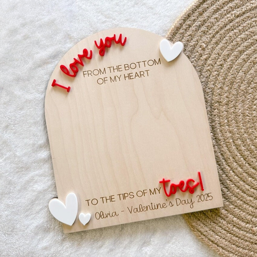 Baby’s First Valentine Footprint Board – Personalized Keepsake Sign - Image 5