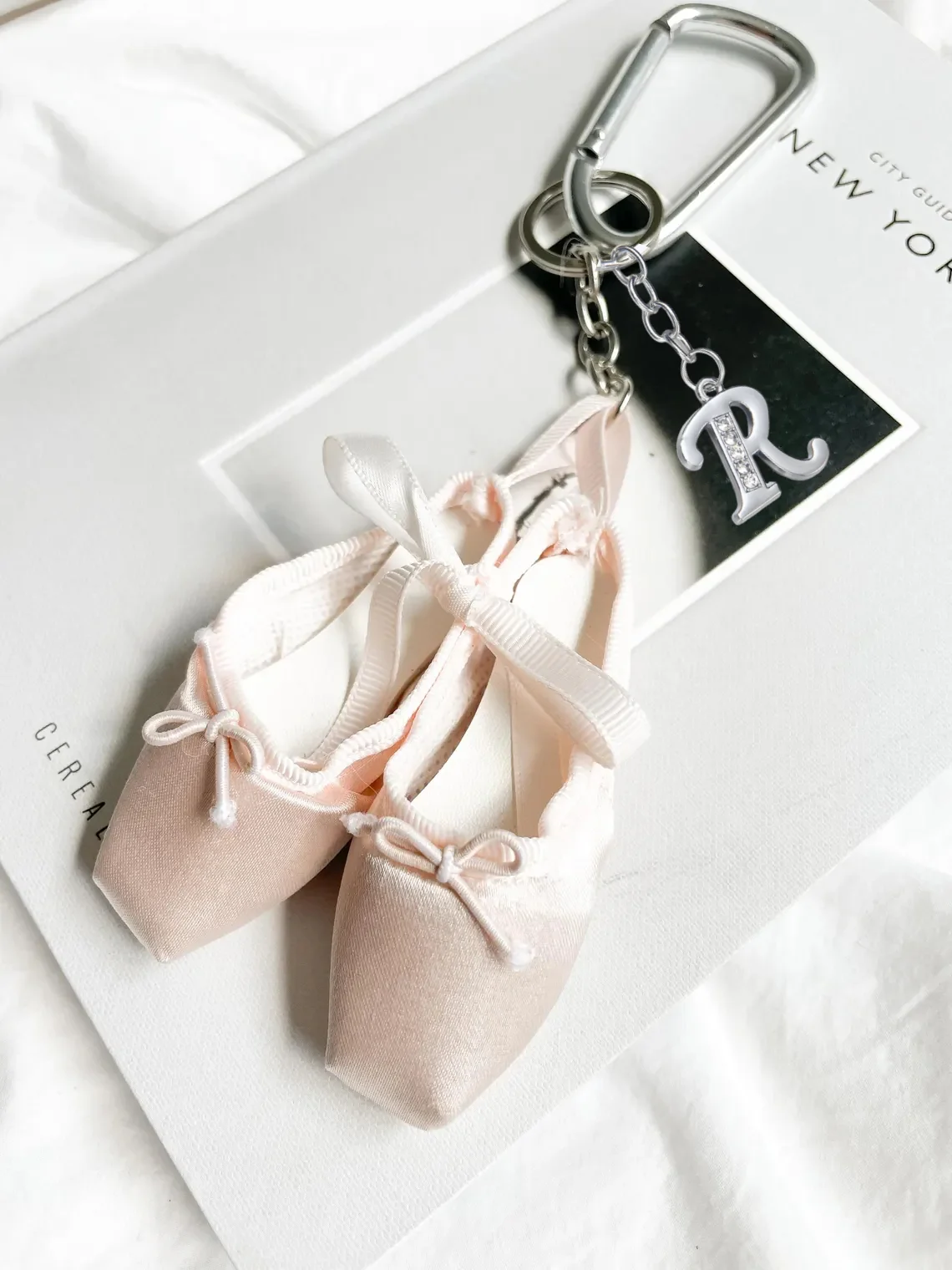 Ballet Shoes Bag Charm with Silver Initial Letter – Dance Gift - Image 4