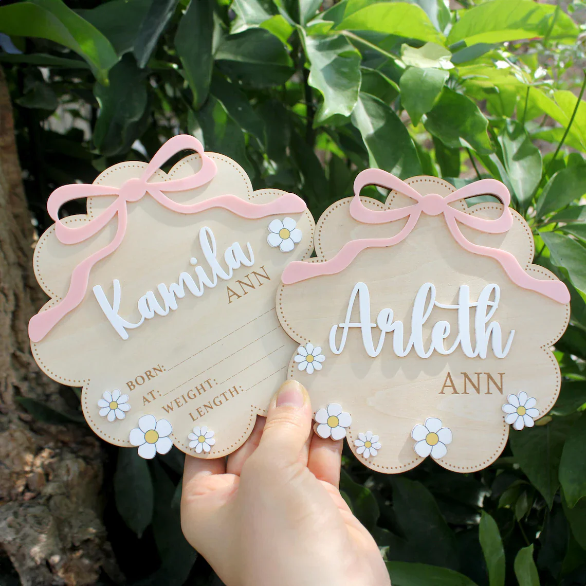 Birth Flower Name Sign – Wooden Baby Name Sign for Hospital & Nursery - Image 3