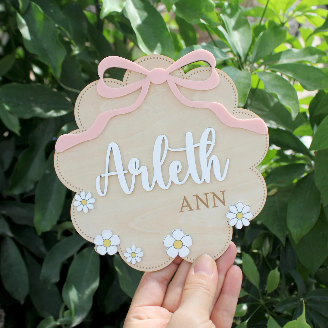 Birth Flower Name Sign – Wooden Baby Name Sign for Hospital & Nursery - Image 4