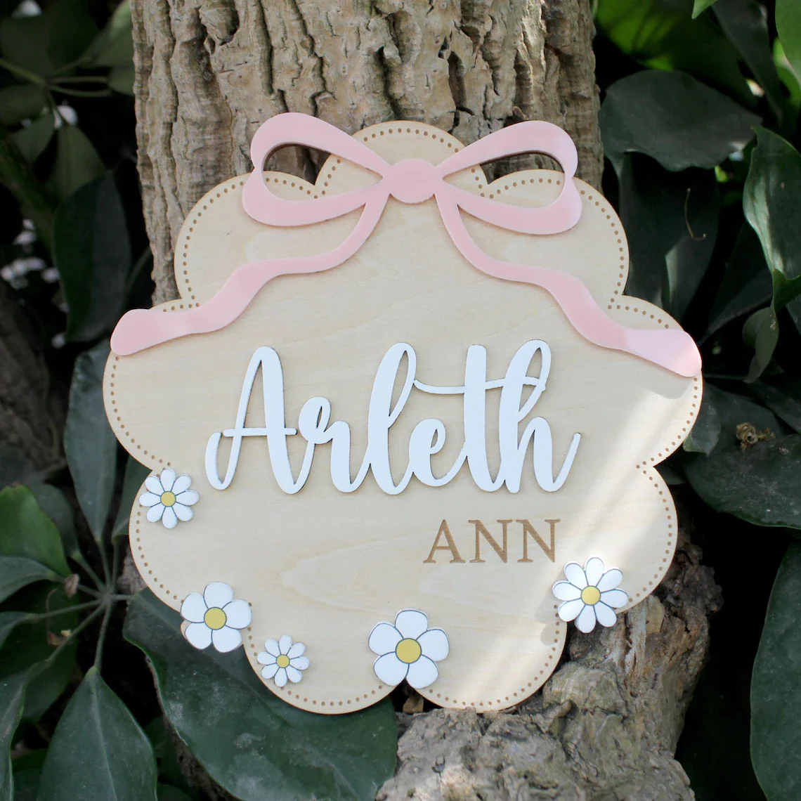 Birth Flower Name Sign – Wooden Baby Name Sign for Hospital & Nursery - Image 5