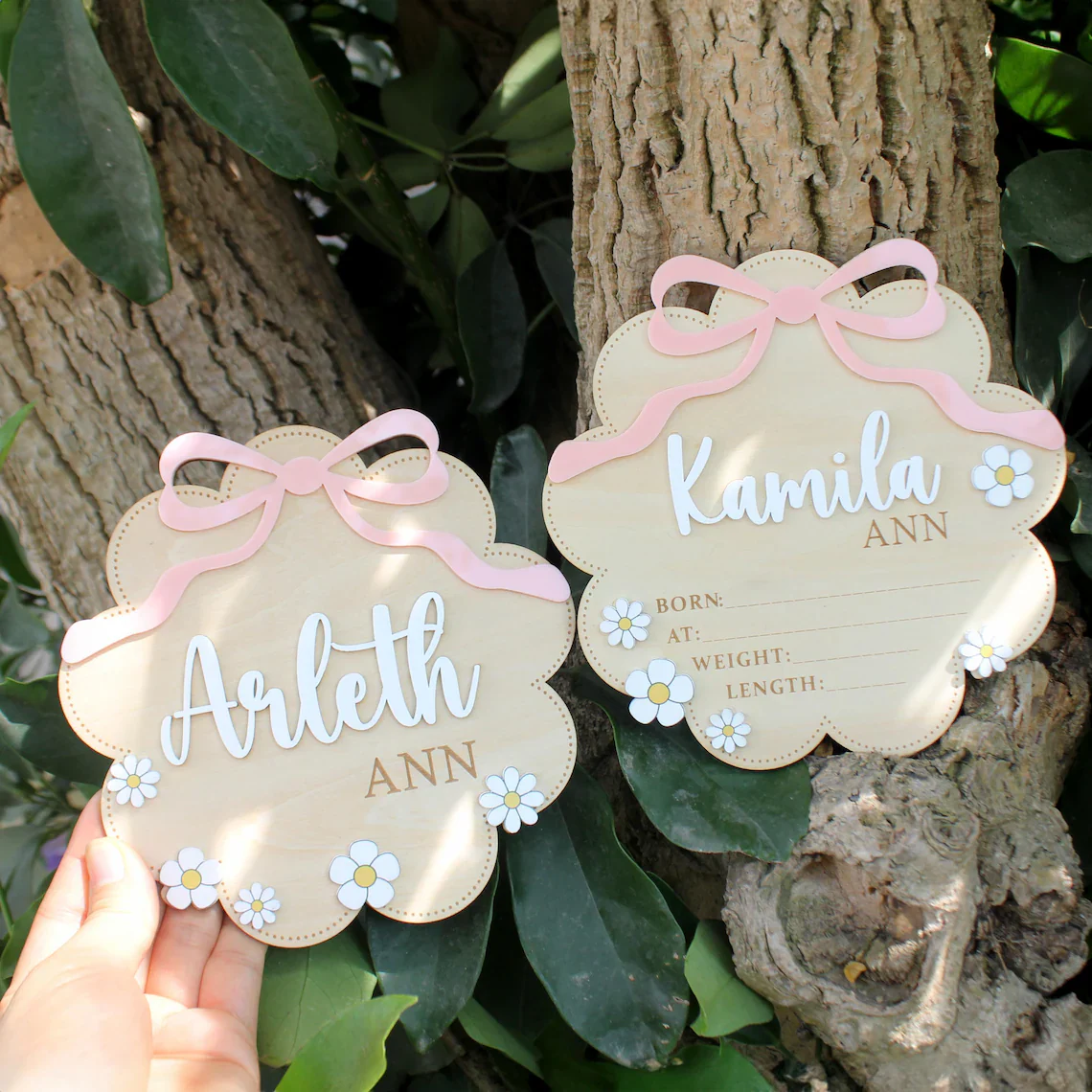 Birth Flower Name Sign – Wooden Baby Name Sign for Hospital & Nursery - Image 7