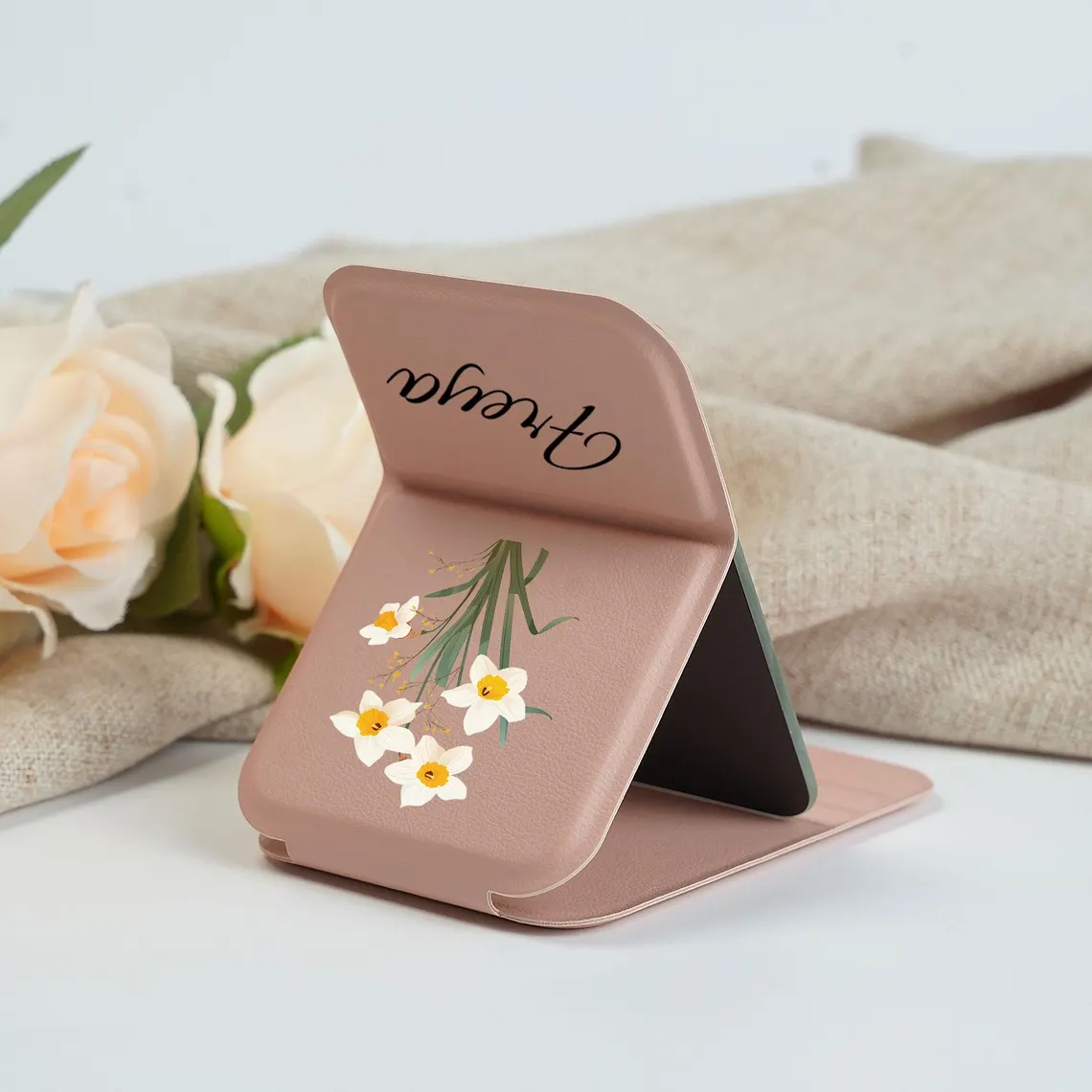 Birth Month Flower Compact Mirror – Personalized Gift for Her - Image 3