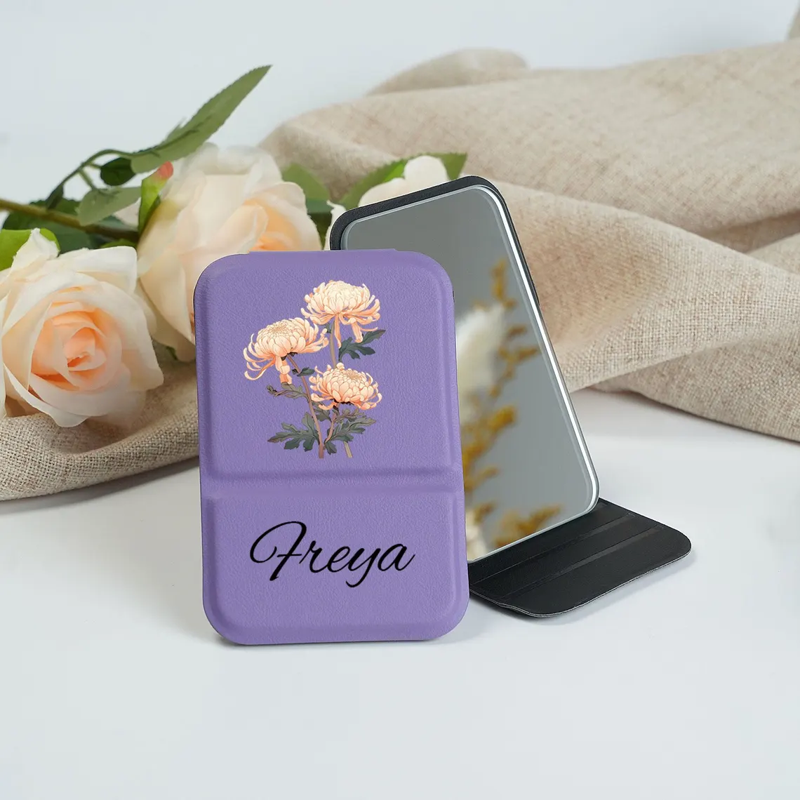Birth Month Flower Compact Mirror – Personalized Gift for Her - Image 4