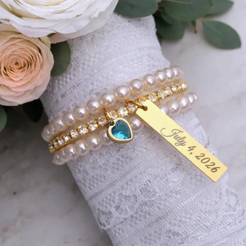 Personalized Bridal Bouquet Wrap Something Blue Charm Gift - Image 3