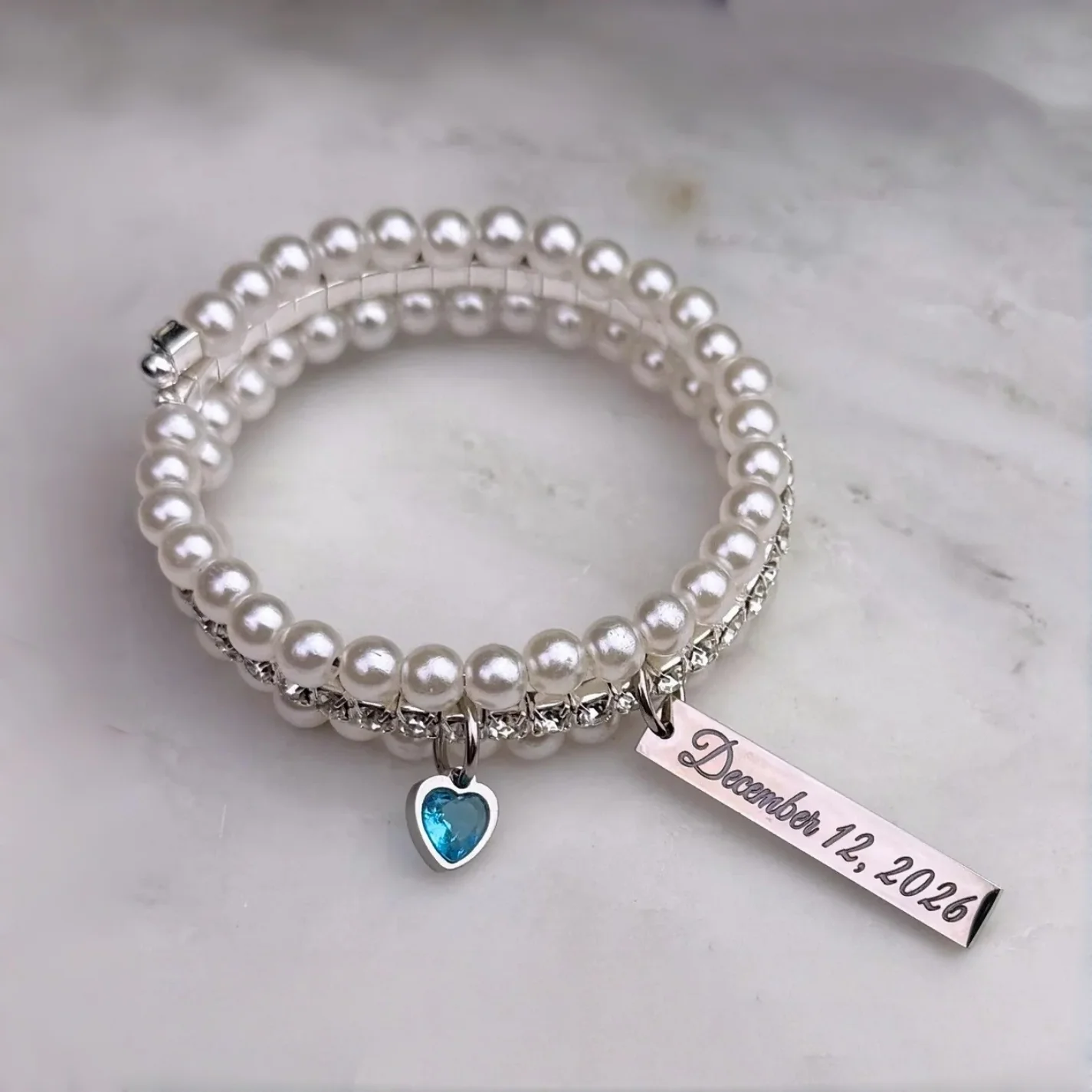 Personalized Bridal Bouquet Wrap Something Blue Charm Gift - Image 4