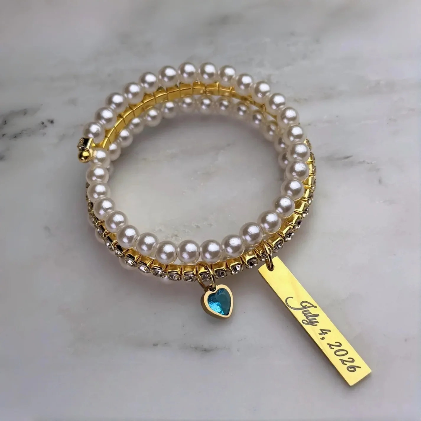 Personalized Bridal Bouquet Wrap Something Blue Charm Gift - Image 5