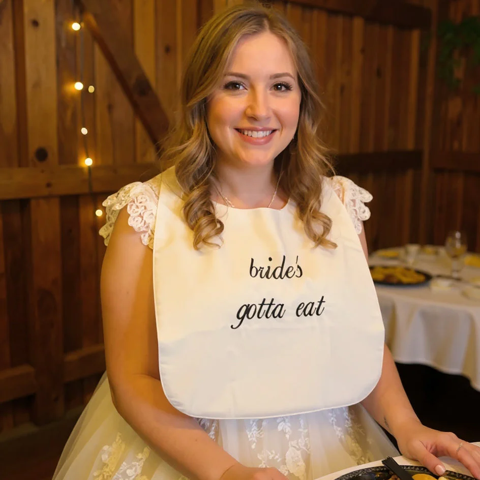 Brides Gotta Eat Bib – Personalized Embroidered Bridal Shower & Wedding Bib