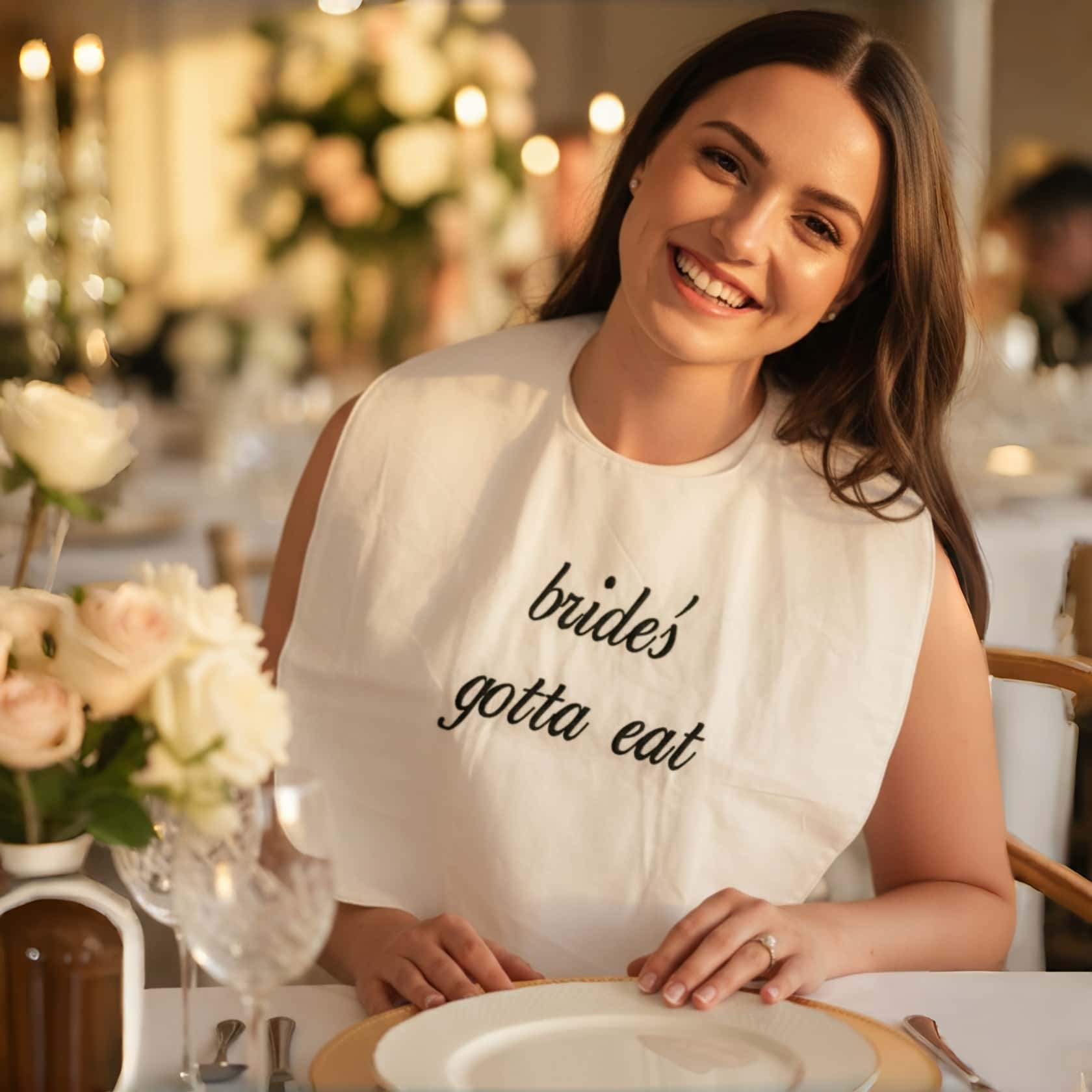 Brides Gotta Eat Bib – Personalized Embroidered Bridal Shower & Wedding Bib - Image 3