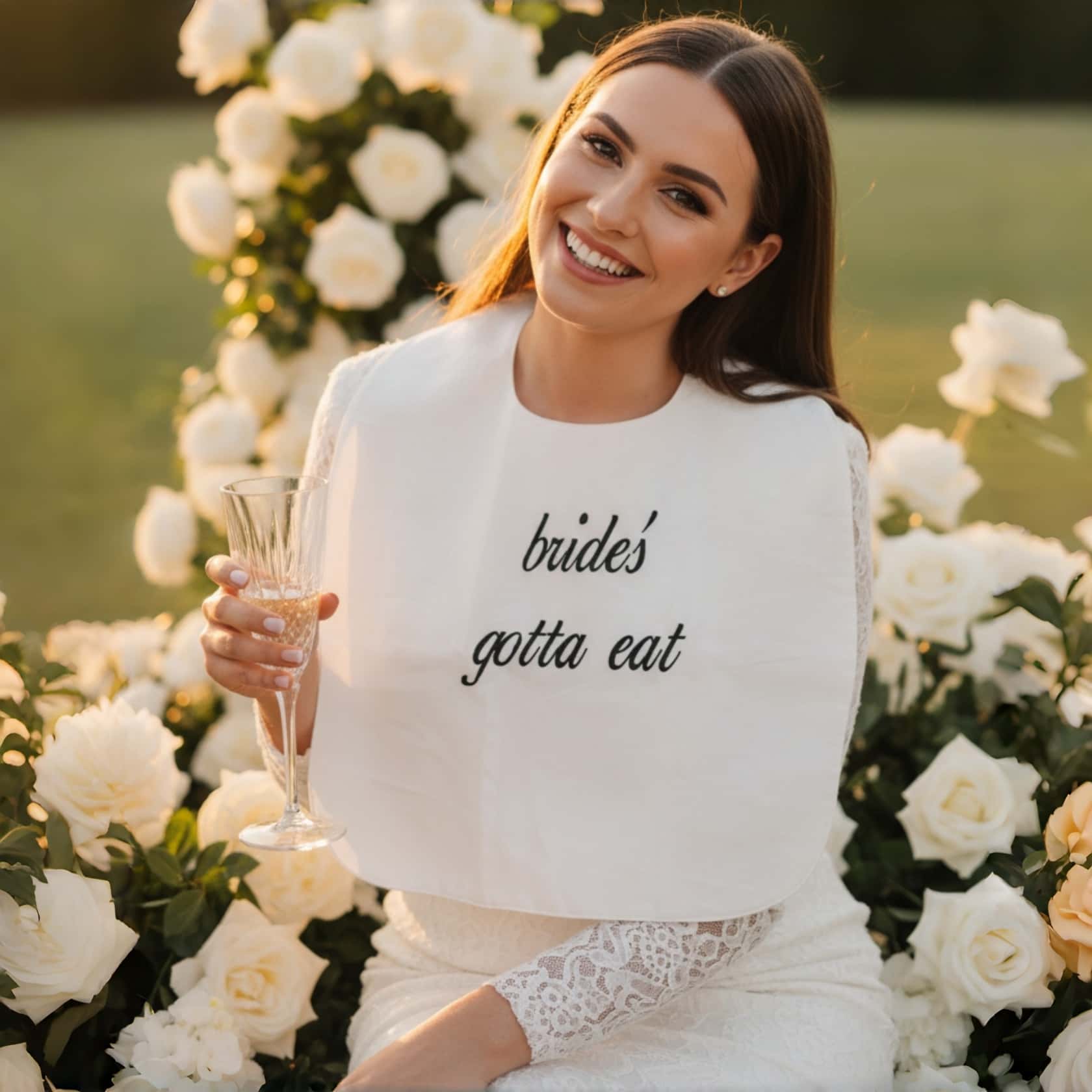 Brides Gotta Eat Bib – Personalized Embroidered Bridal Shower & Wedding Bib - Image 4
