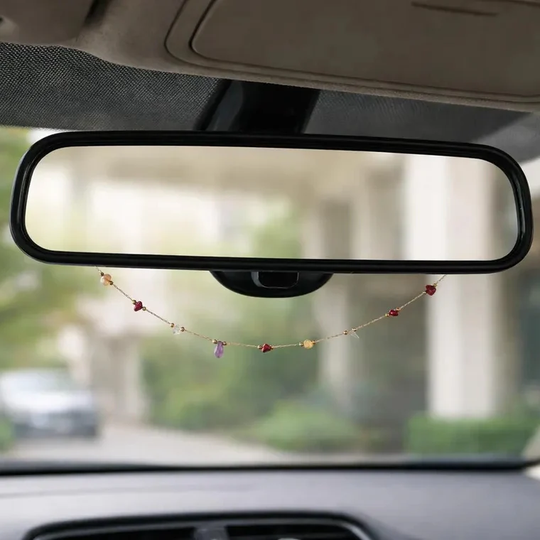 Chakra Crystal Car Charm – Spiritual Protection Rearview Decor