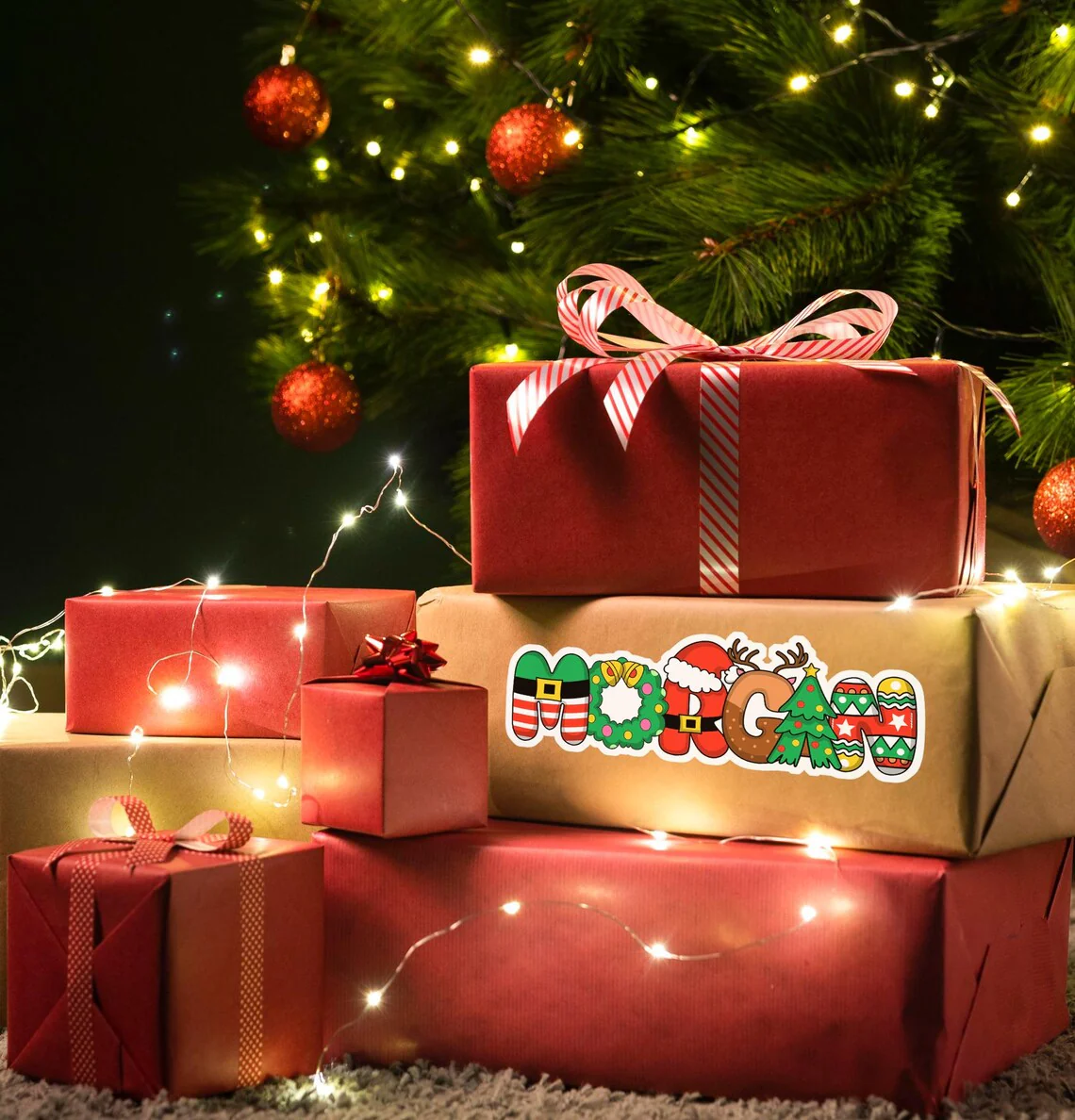 Personalized Christmas Gift Labels | Custom Name Stickers Set - Image 5