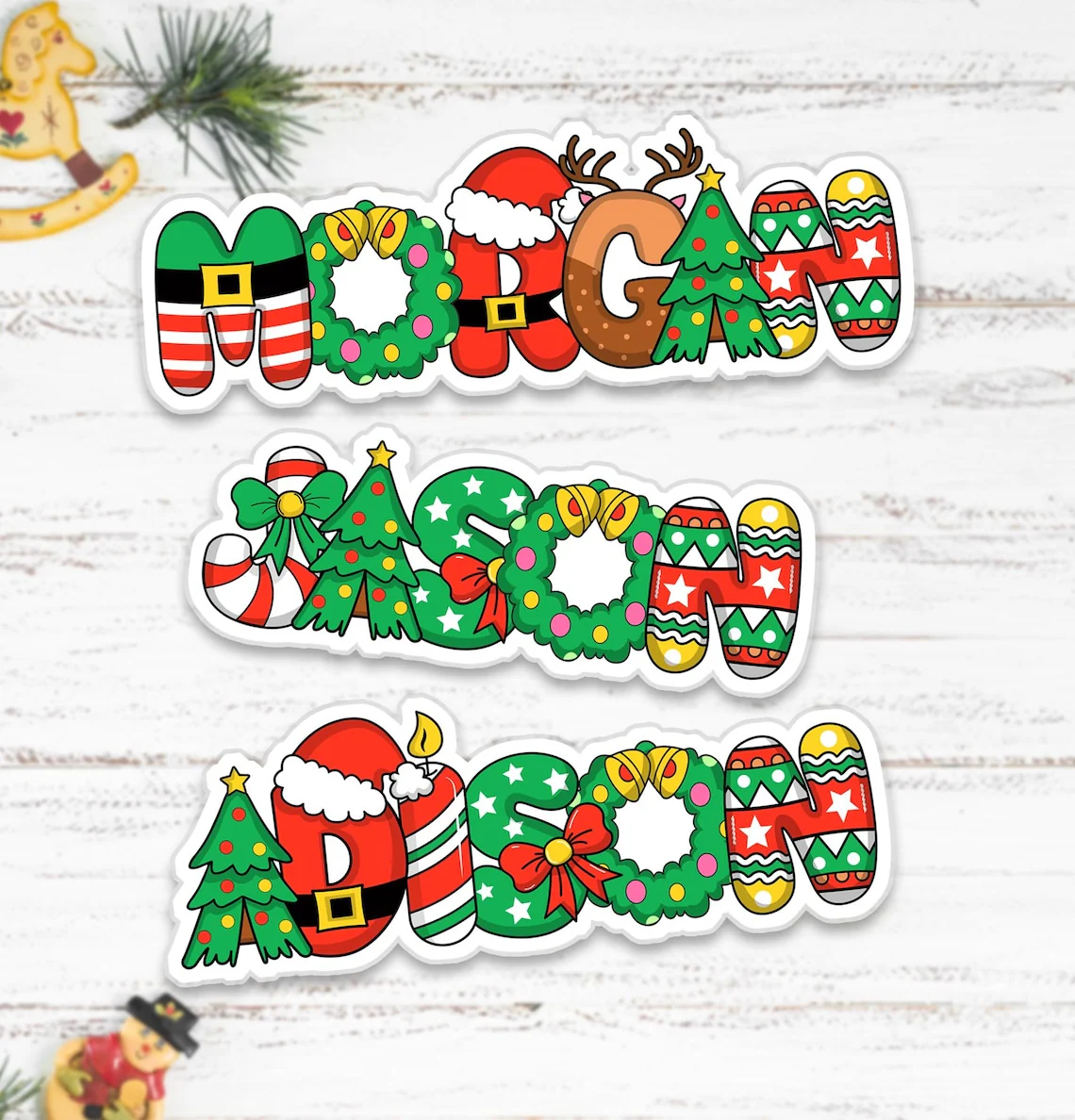 Personalized Christmas Gift Labels | Custom Name Stickers Set - Image 7