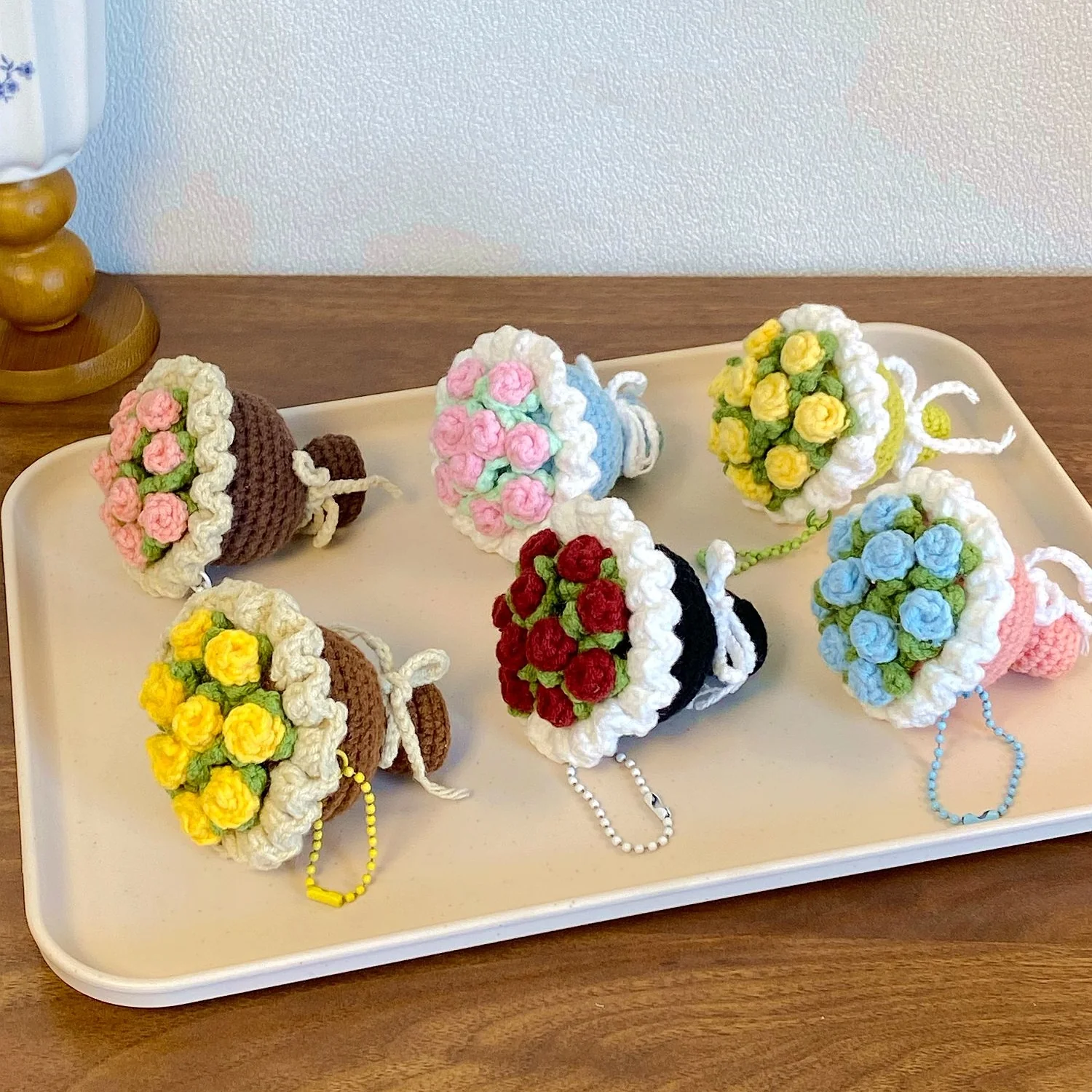 Crochet Flower Bouquet Keychain – Handmade Gift for Women - Image 5