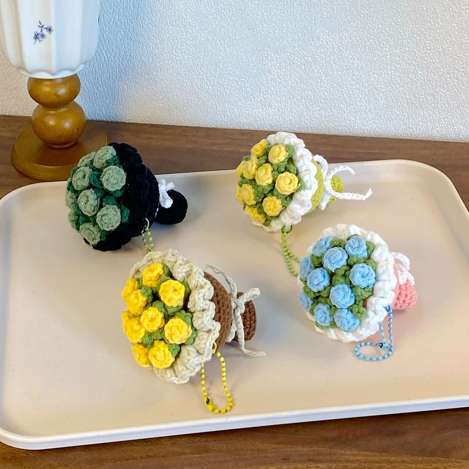 Crochet Flower Bouquet Keychain – Handmade Gift for Women - Image 6