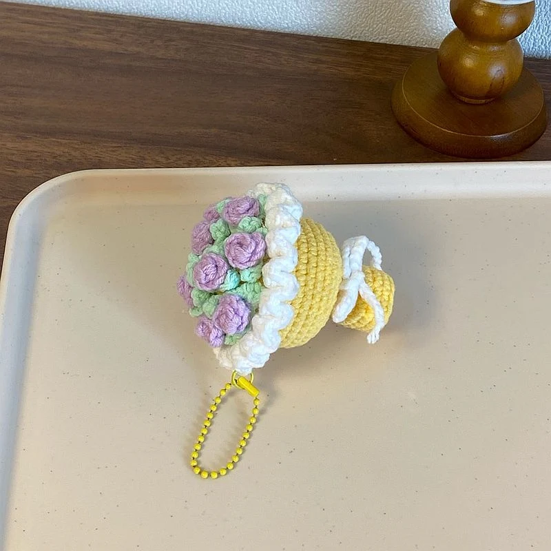 Crochet Flower Bouquet Keychain – Handmade Gift for Women - Image 7