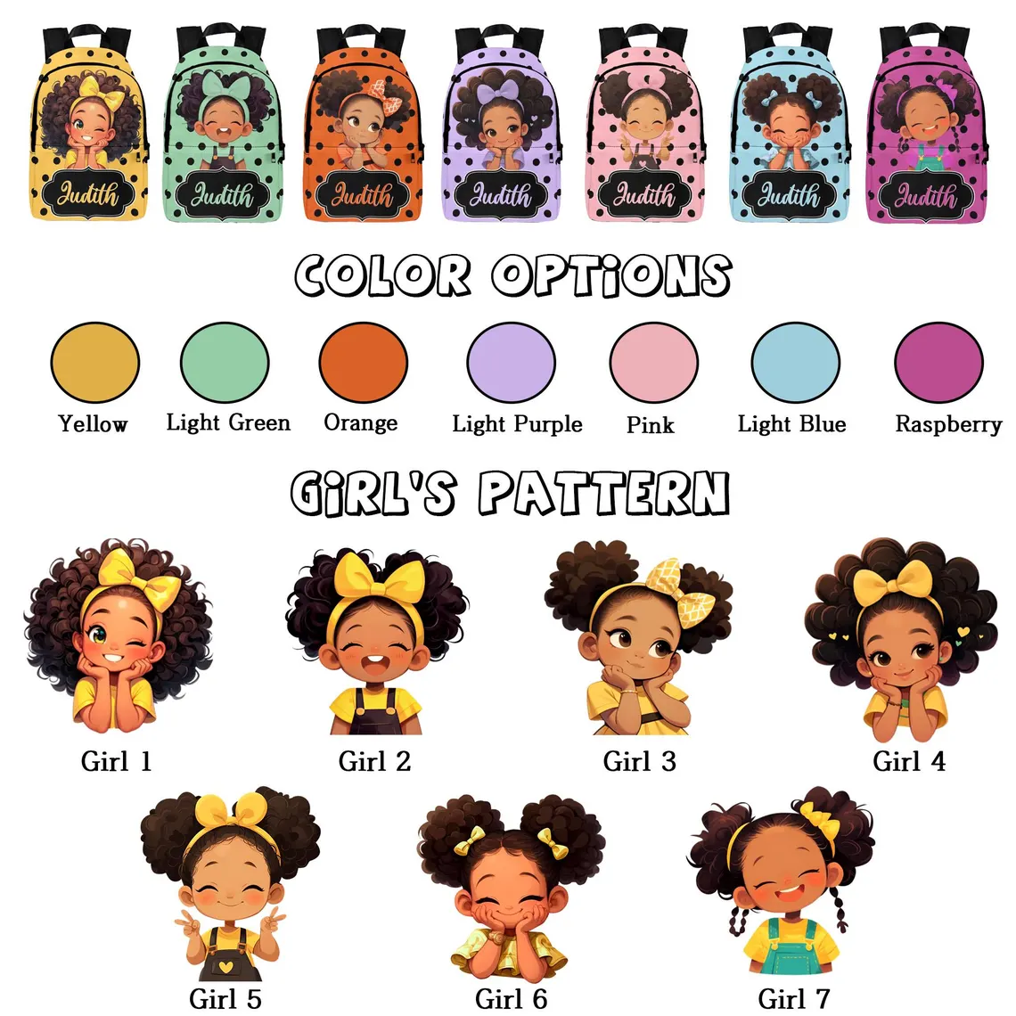 Custom Afro Girl Backpack & Lunch Bag Set | Personalized School Gift - Image 4