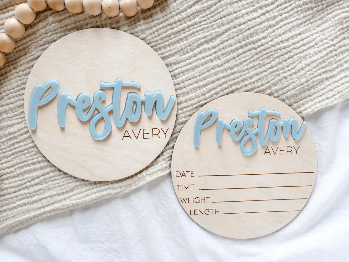 Custom Baby Name Sign for Hospital – Birth Announcement Keepsake - Image 6