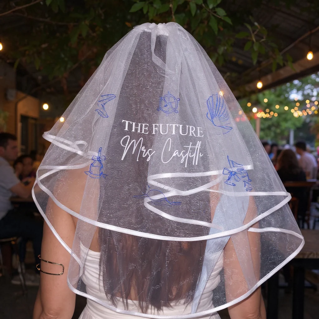 Personalized Bride Bachelorette Veil | Beach Bridal Shower Gift