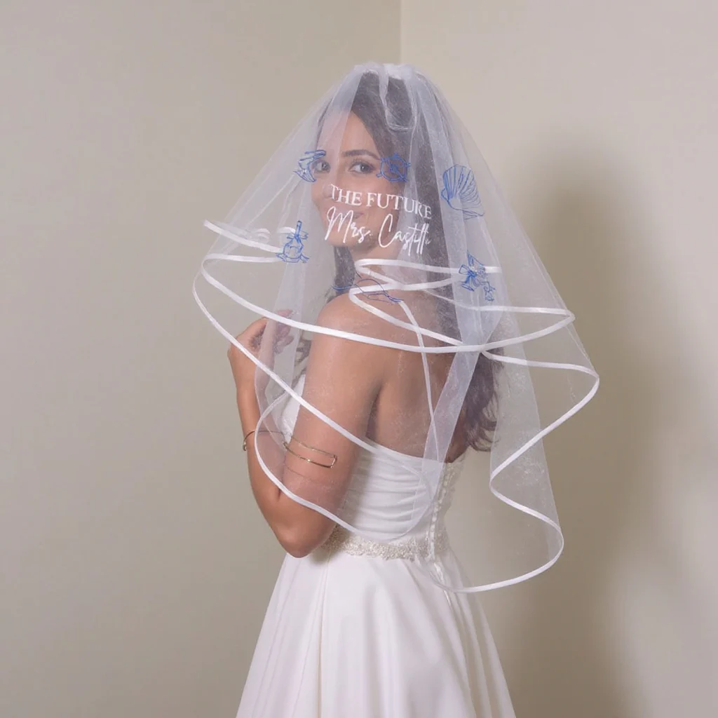 Personalized Bride Bachelorette Veil | Beach Bridal Shower Gift - Image 2
