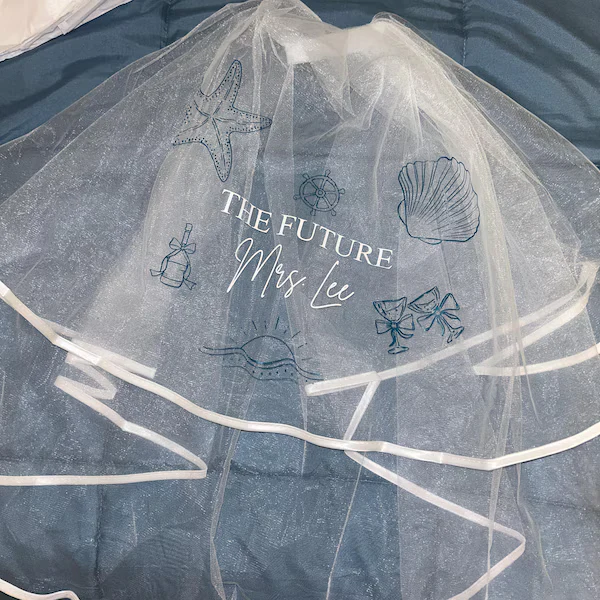 Personalized Bride Bachelorette Veil | Beach Bridal Shower Gift - Image 3