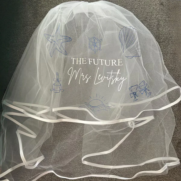 Personalized Bride Bachelorette Veil | Beach Bridal Shower Gift - Image 4