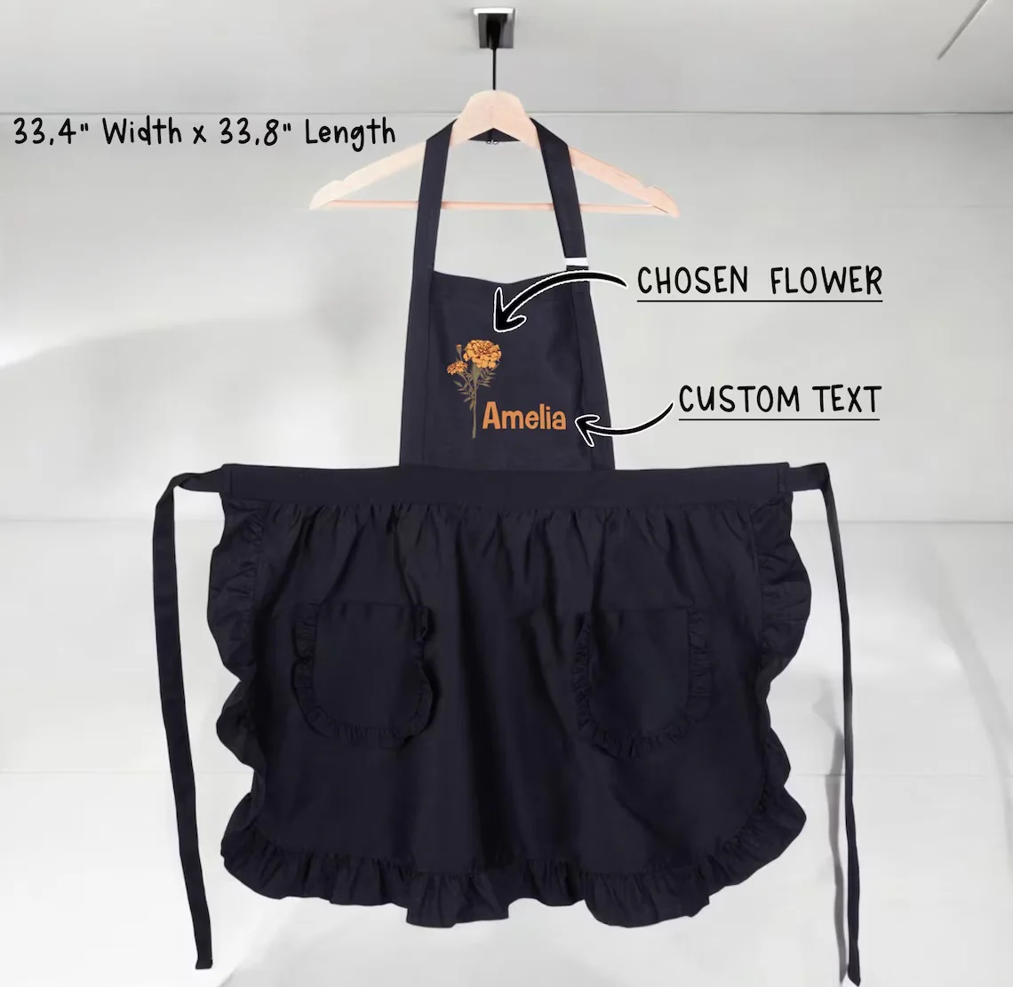 Custom Birth Flower Apron | Personalized Floral Apron with Name - Image 7