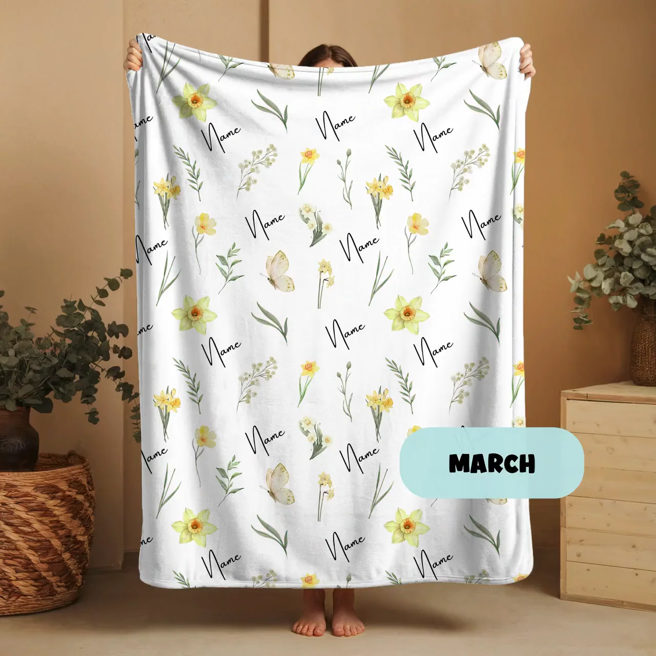 Custom Birth Flower Name Blanket – Personalized Baby Girl Keepsake - Image 3