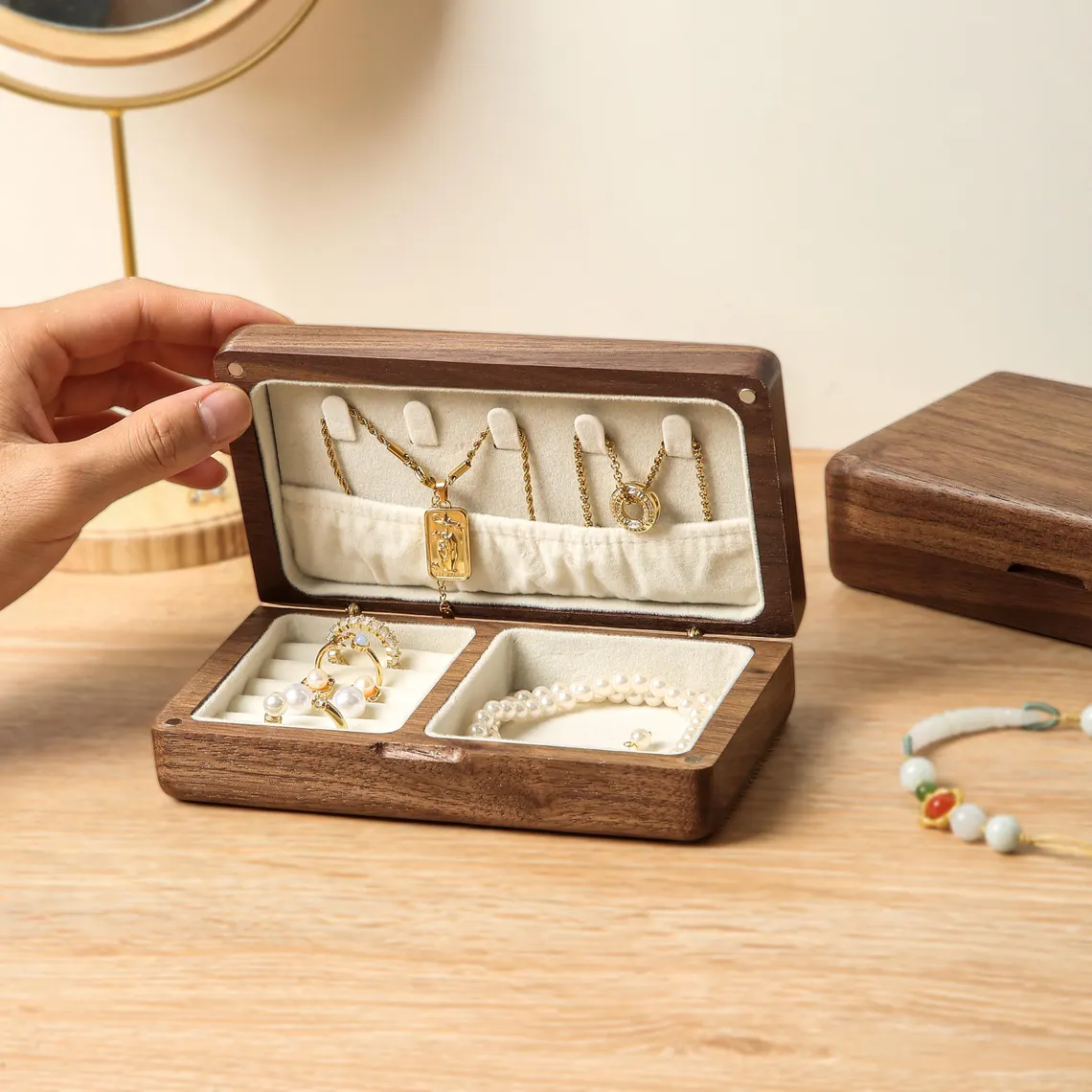 Custom Birth Flower Wooden Jewelry Box – Personalized Gift for Her - Image 3
