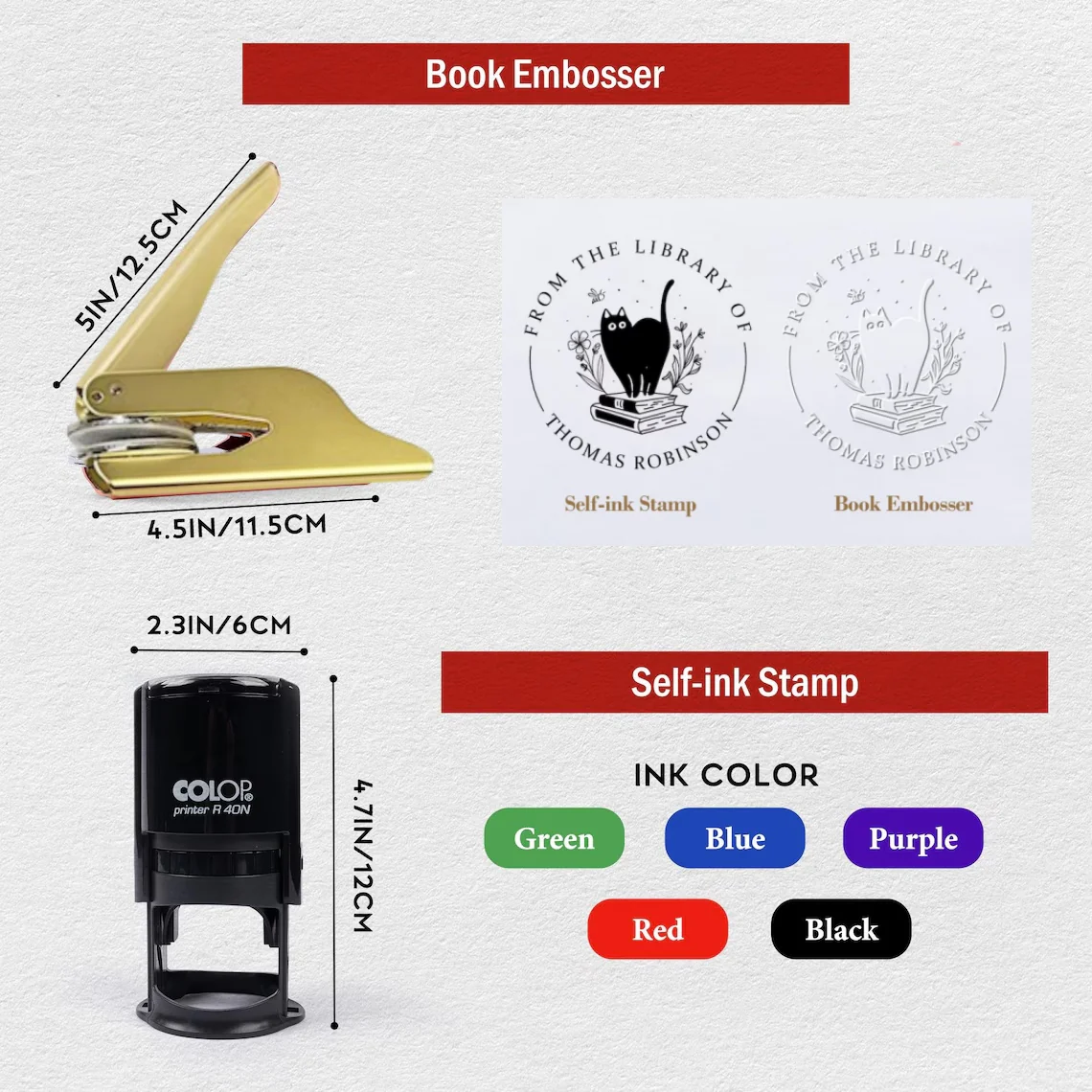 Custom Book Embosser Stamp | From the Library of | Ex Libris Gift - Image 4