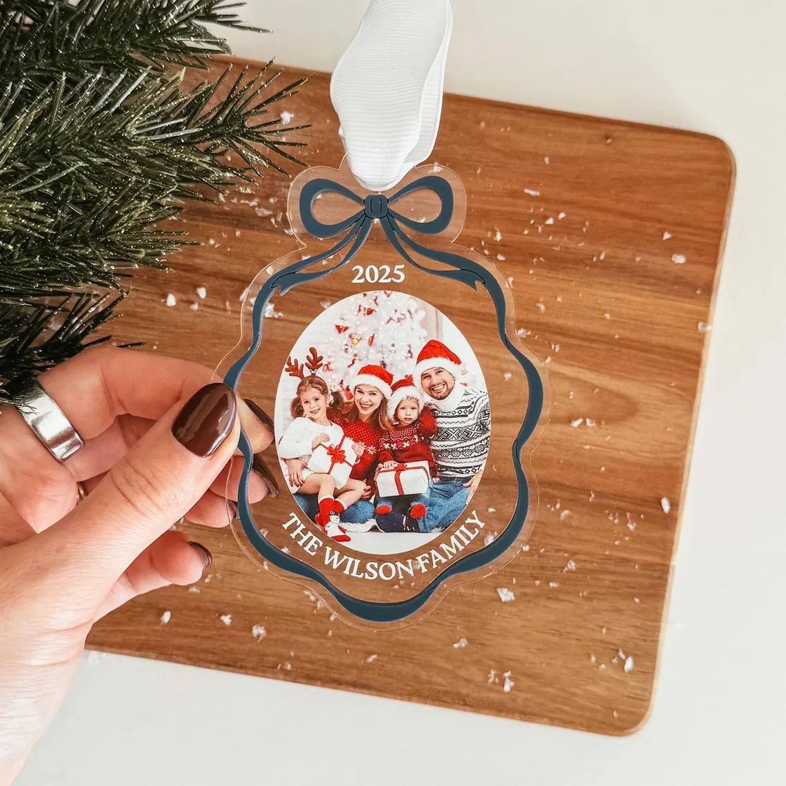 Custom Family Photo Christmas Ornament 2025 – Personalized Gift - Image 2