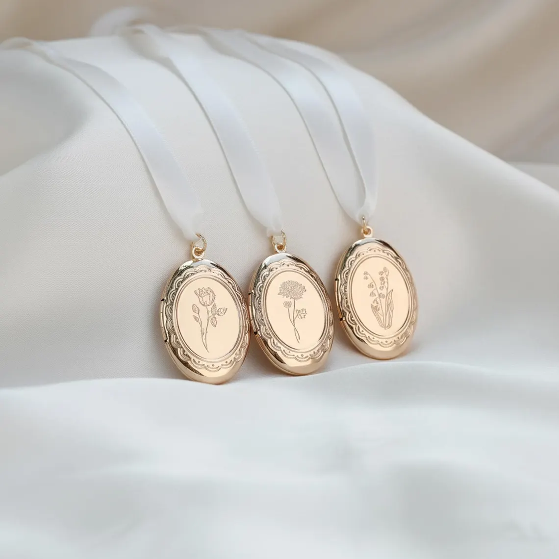Custom Bridal Bouquet Charm Locket – Birth Flower & Photo - Image 3