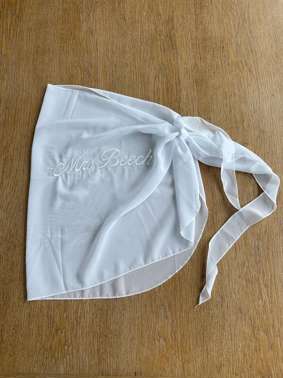 Custom Bride Embroidered Beach Sarong | Personalized Cover Up - Image 7