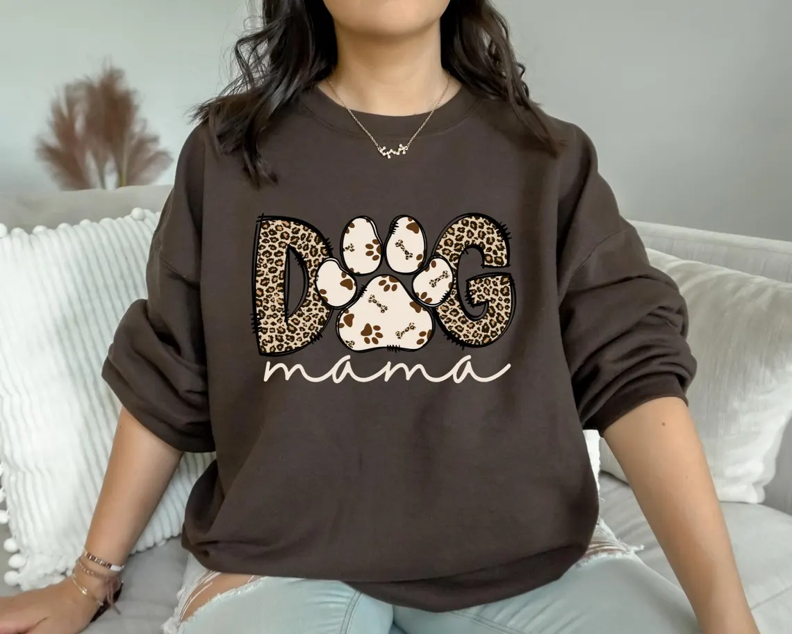Custom Dog Mama Leopard Sleeve Shirt | Personalized Dog Lover Tee - Image 6