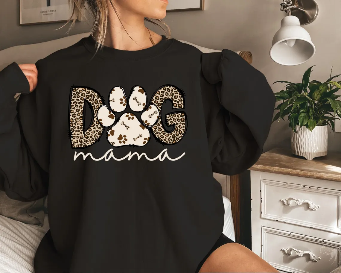 Custom Dog Mama Leopard Sleeve Shirt | Personalized Dog Lover Tee - Image 7